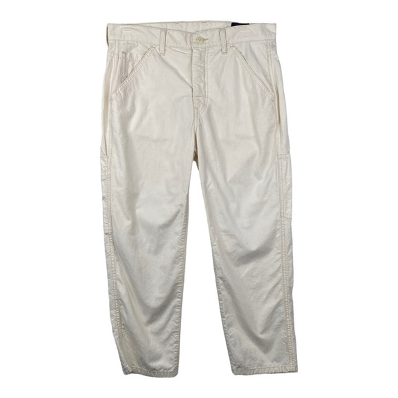 VINCE Cream Off White Flat Front High Rise Ankle Chinos Multiple Pockets Size 28 - Picture 1 of 6